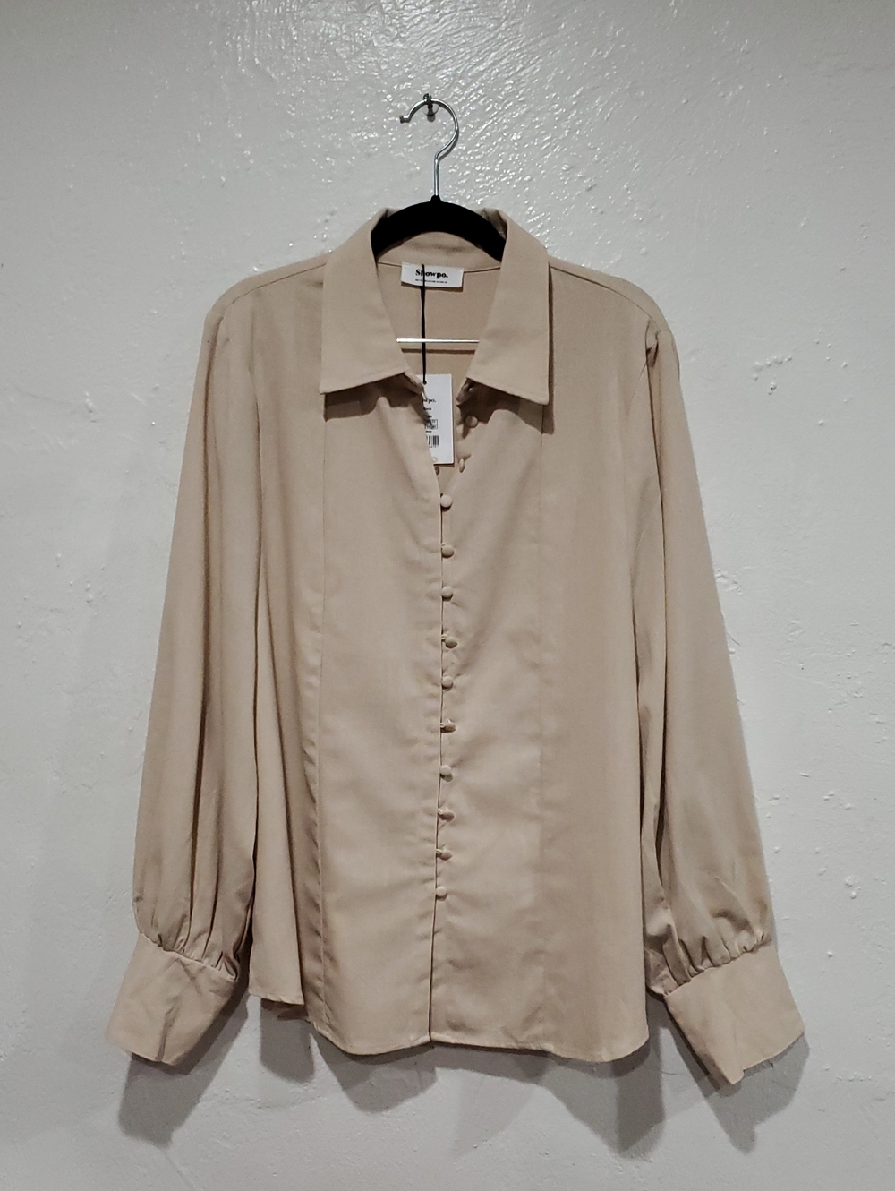 Showpo. Kiva Shirt In Beige Size 10